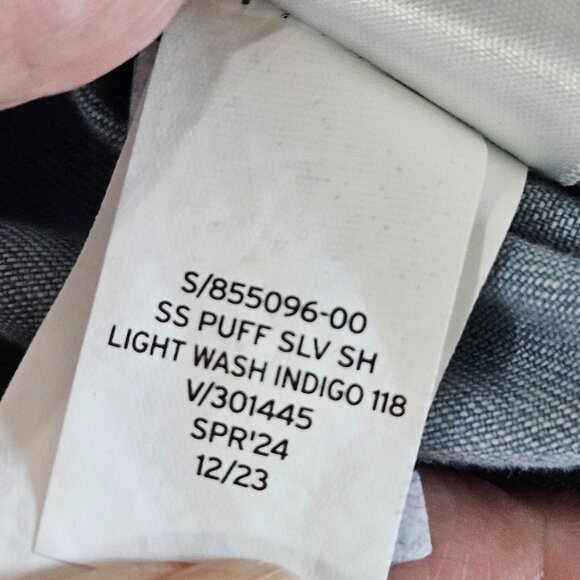 Gap Shirt Dress Small Puff Sleeve Light Wash Indigo Denim Boho Western Prairie - Picture 6 of 10